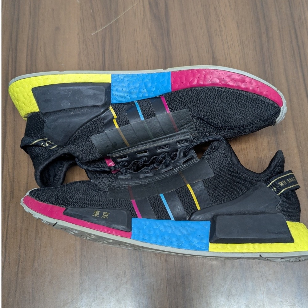 Adidas NMD R1 V2 Tokyo Black Multi Color Kids Sneakers FY1254 Size 6.5Y
